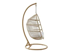 Hangfauteuil Van Gevlochten Hars En Touw - Licht Naturel Met Wit Kussen - Lucera Van Mylia