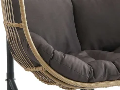 Hangfauteuil Voor 2 Personen Van Gevlochten Hars - Licht Naturel Met Antracietgrijs Kussen - Lissandra Van Mylia