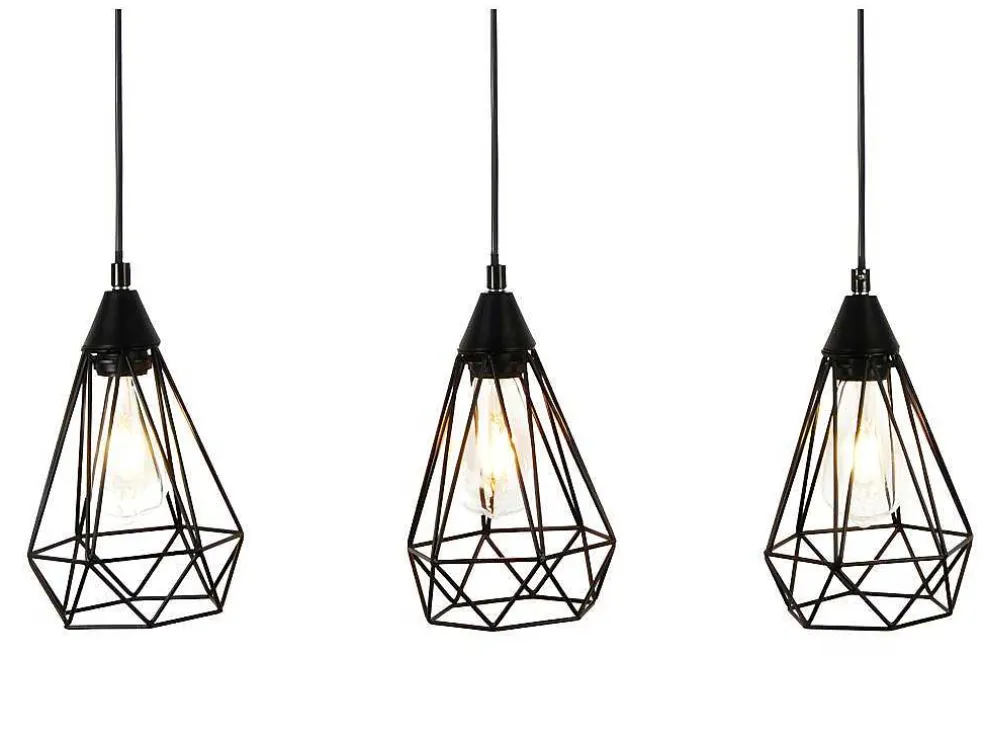 Hanglamp Met 3 Peertjes Scandinavische Stijl Euripide - Metaal - 68 X 16,5 X 132 Cm - Zwart