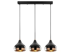 Hanglamp Met Verstelbare Hoogte Yildo - 3 Kappen - L67 X H25/111 Cm - Zwart En Koperkleurig