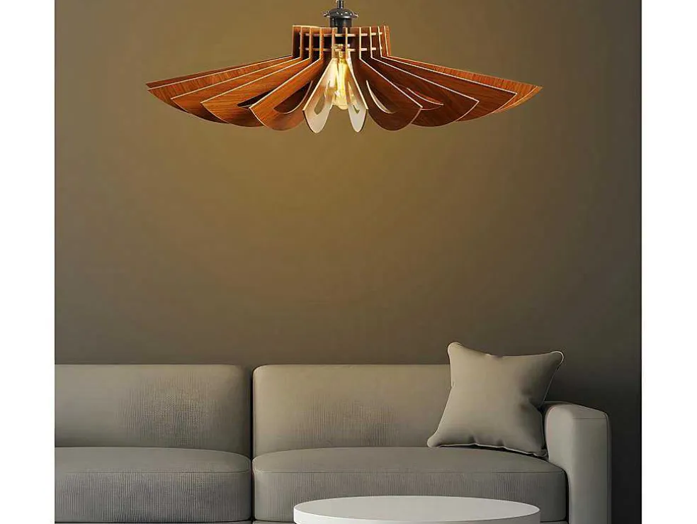 Hanglamp Van Mdf - D. 68 Cm X H. 50 Cm - Walnootkleur - Farita