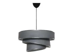 Hanglamp Van Stof En Metaal Met Aanpasbare Hoogte - D40 X H30-70 Cm - Antraciet En Zilverkleurig - Tairon