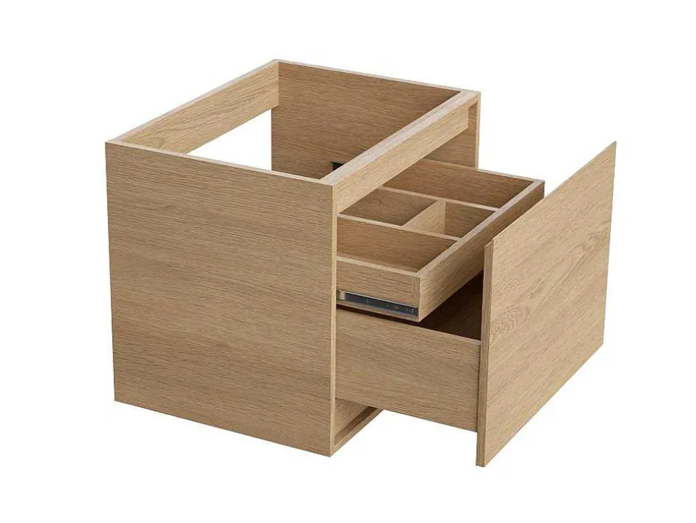 Hangmeubel Voor Badkamer Met Wastafel Om Erop Te Plaatsen - Eikenfineer - 60 Cm - Mesliva