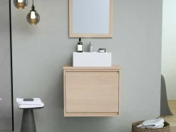 Hangmeubel Voor Badkamer Met Wastafel Om Erop Te Plaatsen - Eikenfineer - 60 Cm - Mesliva