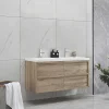 Hangmeubel Voor Badkamer Met Inbouwwastafel - Licht Naturel - 120 Cm - Quadra