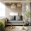 Hangstoel In Geweven Hars - Tuinschommel - 2 Plaatsen - Met Kussens - Beige & Grijs