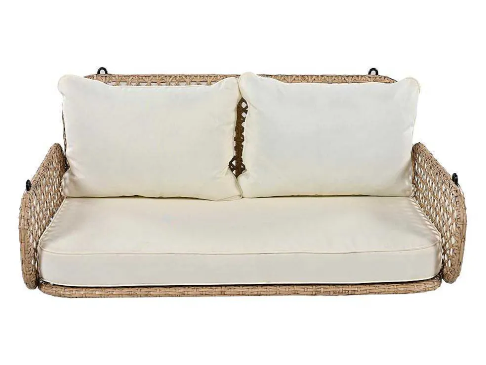 Hangstoel Van 240 Cm In Pe Rotan - 2 Plaatsen - Inclusief Kussens - Beige