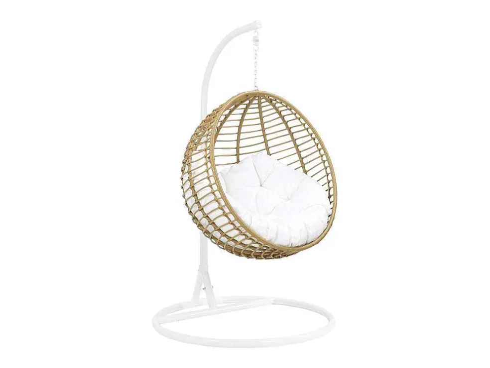 Hangstoel Van Gevlochten Hars - Beige Met Wit Kussen - Bontoc