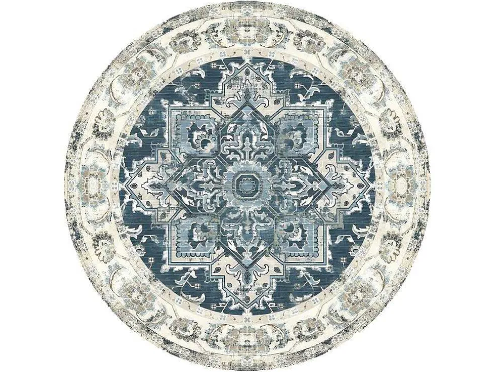 Havana Vloerkleed O200 Cm Blauw.