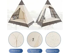 Hemel Tuinbed 2 Tot 4 Plaatsen - Grijs Rotan En Beige Deurgordijn - Inclusief Kussens - Voor Buiten