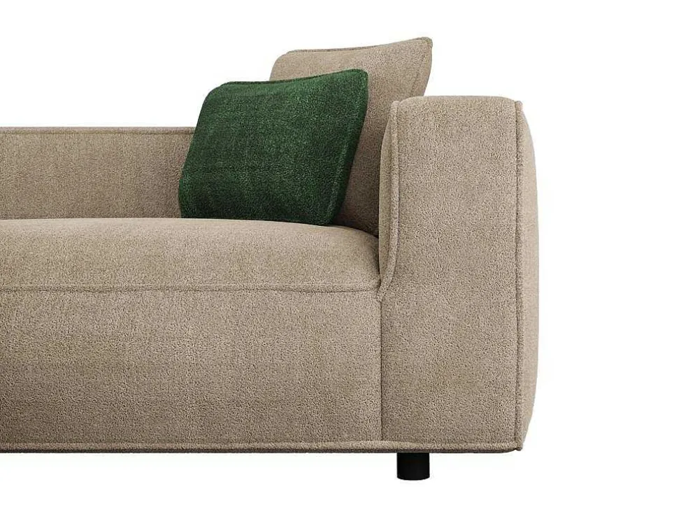 Hoekbank Met Hoek Links Van Beige Velours Met Textuur Talmine
