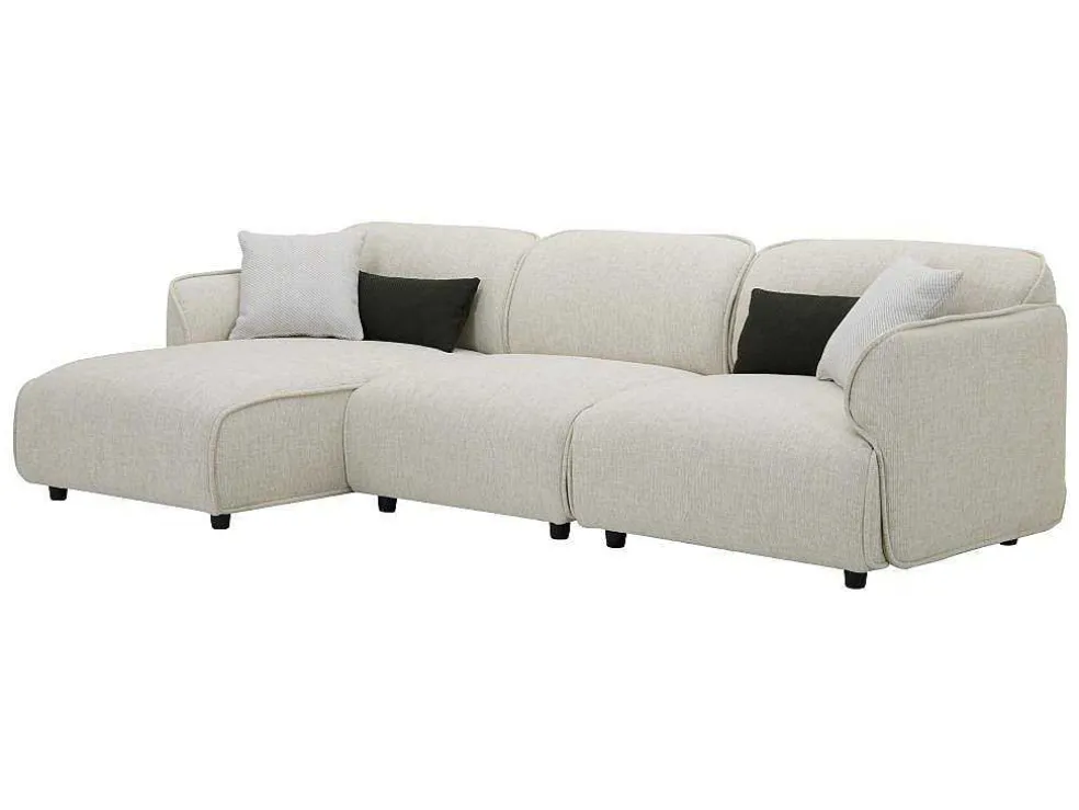 Hoekbank Met Hoek Links Van Beige Stof Damaca