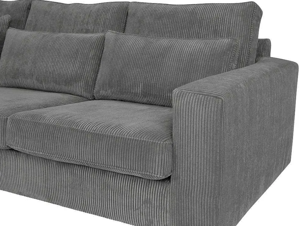Hoekbank Van Ribfluweel Mondovi - Grijs - Hoek Links