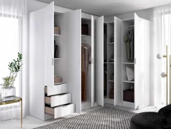 Hoekkast Met 6 Deuren En 3 Lades - L213 Cm - Wit - Listowel