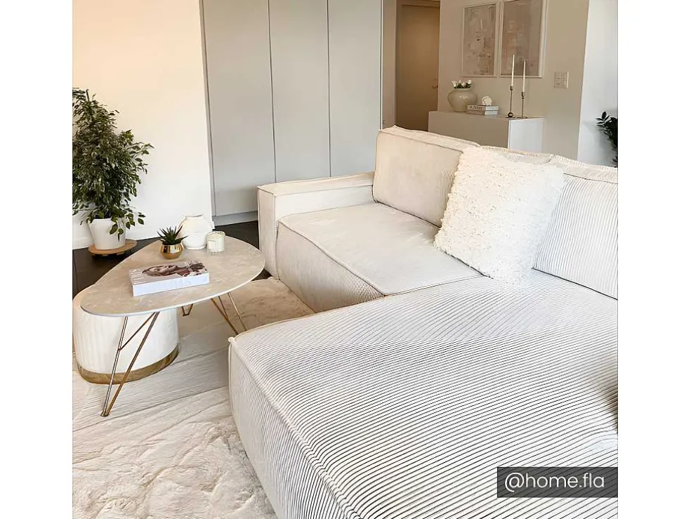 Hoekslaapbank Amelia Van Pascal Morabito - Ribfluweel - Beige - Hoek Rechts