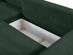 Hoekslaapbank Amelia Van Pascal Morabito - Ribfluweel - Spargroen - Hoek Links