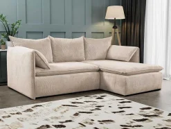 Hoekslaapbank Teodora Van Pascal Morabito - Ribfluweel - Beige - Hoek Rechts