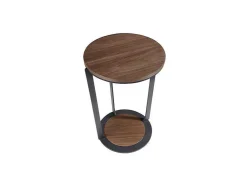 Hoektafel In Walnoothout En Zwart Staal 2116 Angel Cerda