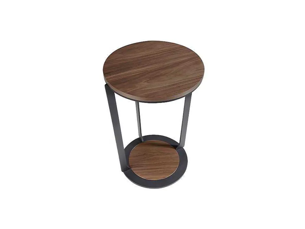 Hoektafel In Walnoothout En Zwart Staal 2116 Angel Cerda