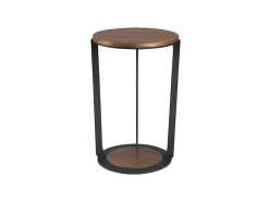 Hoektafel In Walnoothout En Zwart Staal 2116 Angel Cerda