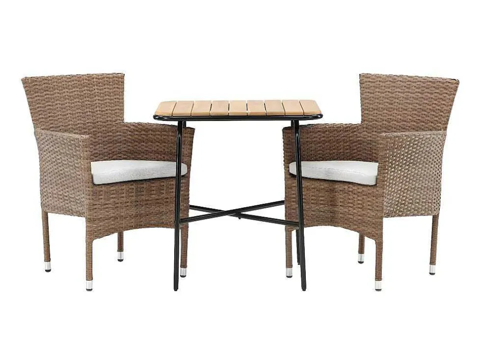 Holmbeck Tuinmeubelset Tafel, 2 Stoelen Naturel.