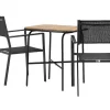 Holmbeck Tuinmeubelset Tafel, 2 Stoelen Naturel,Zwart.