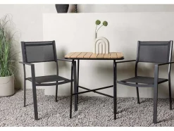 Holmbeck Tuinmeubelset Tafel, 2 Stoelen Naturel,Zwart.