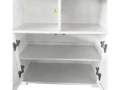 Hoog Dressoir - 2 Vakken En 2 Vlindervormige Deuren - Wit & Naturel
