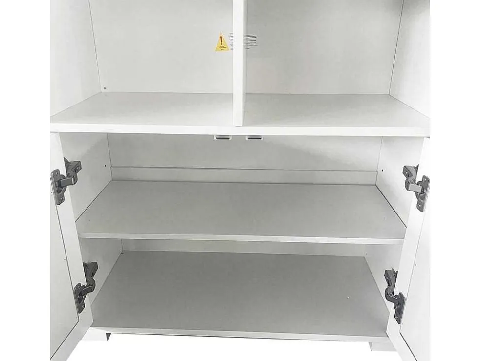 Hoog Dressoir - 2 Vakken En 2 Vlindervormige Deuren - Wit & Naturel