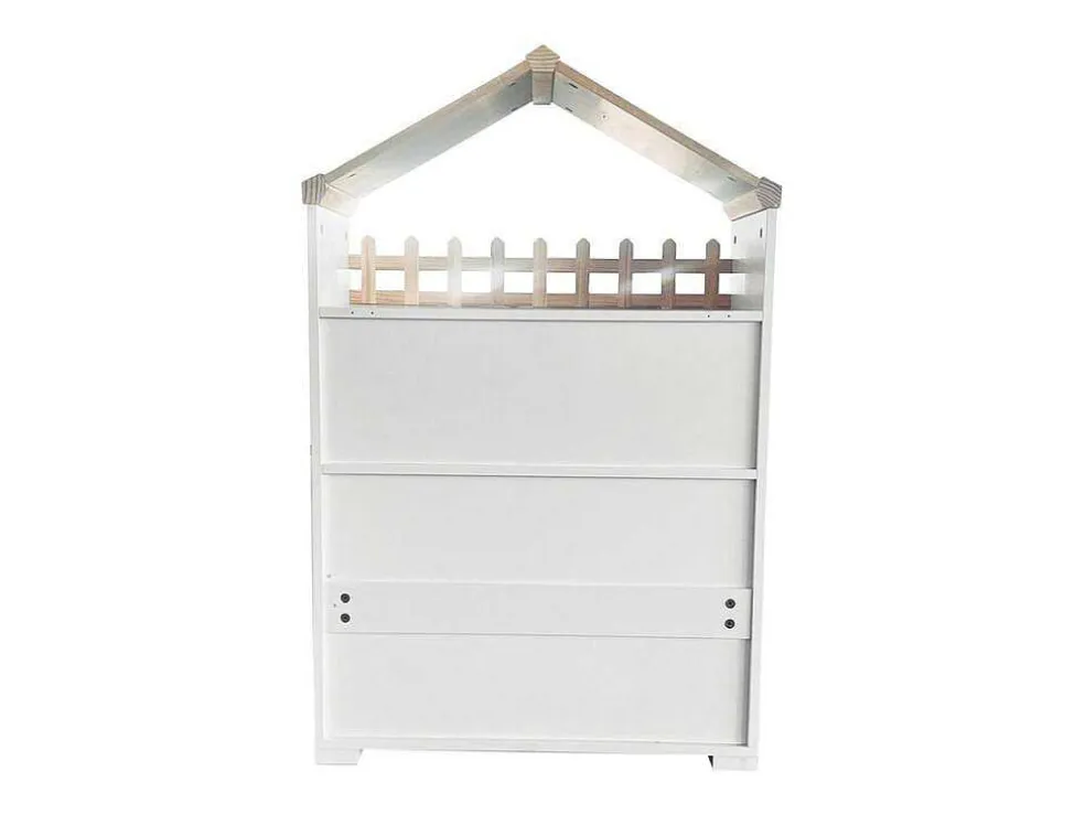 Hoog Dressoir - 2 Vakken En 2 Vlindervormige Deuren - Wit & Naturel