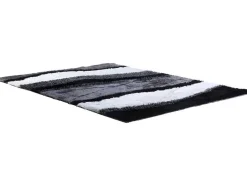 Hoogpolig Tapijt Ecume - Hand Getuft - Zwart En Wit - 140 X 200 Cm