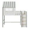 Hoogslaper 90 X 200 Cm - Cabinebed Met Ladder - Opbergplank - Massief Hout - Groen