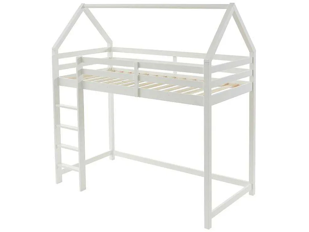 Hoogslaper 90 X 190 Cm - Grenen - Wit + Matras - Tarzia