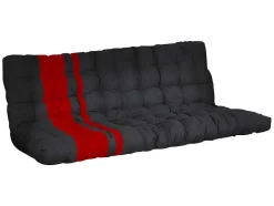 Hoogslaper 90 X 190 Cm - Met Slaapbank - Metaal - Zwart En Rood + Futon - Modulo V