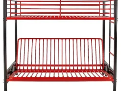 Hoogslaper 90 X 190 Cm - Met Slaapbank - Metaal - Zwart En Rood + Futon - Modulo V