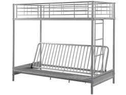 Hoogslaper 90 X 190 Cm - Met Uitklapbare Bank - Metaal - Zilver + Zwart Futon - Modulo V