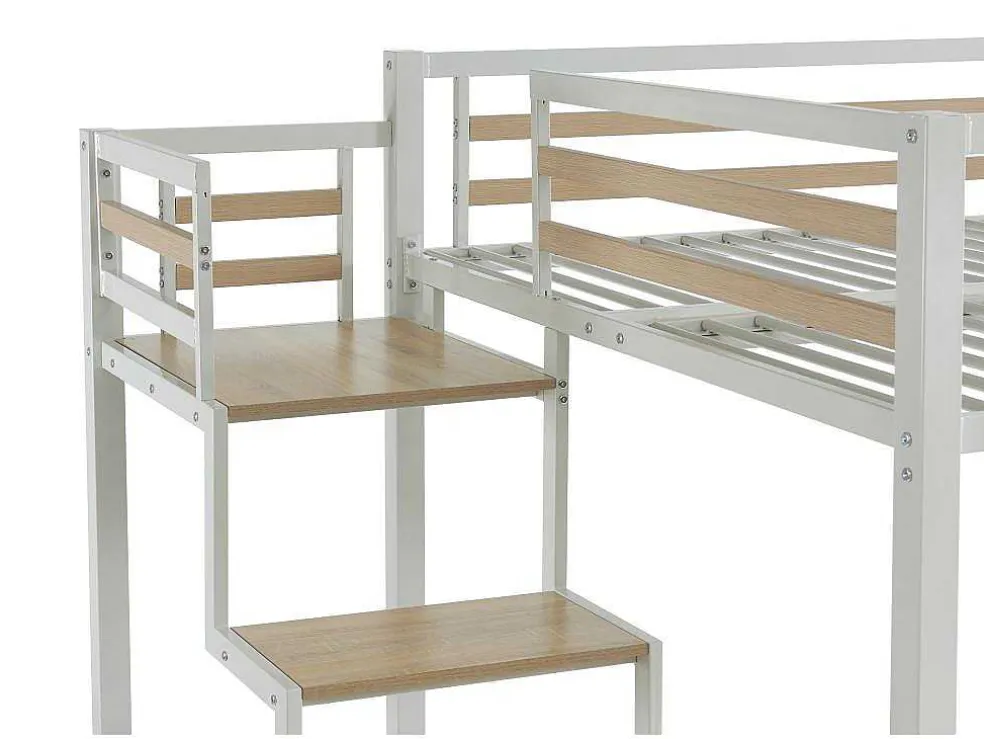 Hoogslaper 140 X 200 Cm - Metaal En Mdf - Wit - Jogui