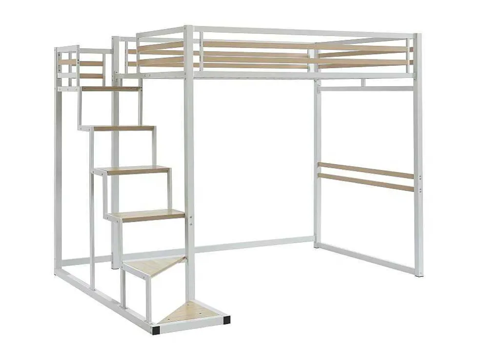 Hoogslaper 140 X 200 Cm - Metaal En Mdf - Wit - Jogui
