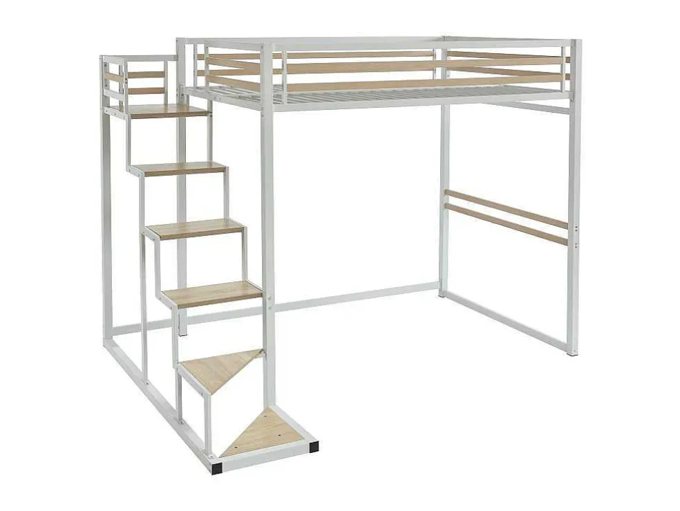 Hoogslaper 140 X 200 Cm - Metaal En Mdf - Wit - Jogui