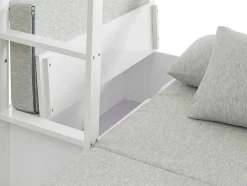 Hoogslaper 90 X 200 Cm Met Bureau, Slaapbank En Opbergruimte - Massief Grenen - Gebleekt + Matras - Goliath Iii