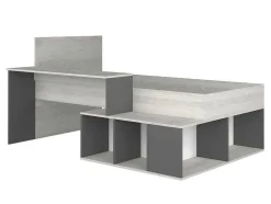 Hoogslaper 90 X 200 Cm Met Opbergruimte En Bureau - Kleur: Naturel En Antraciet - Rigali