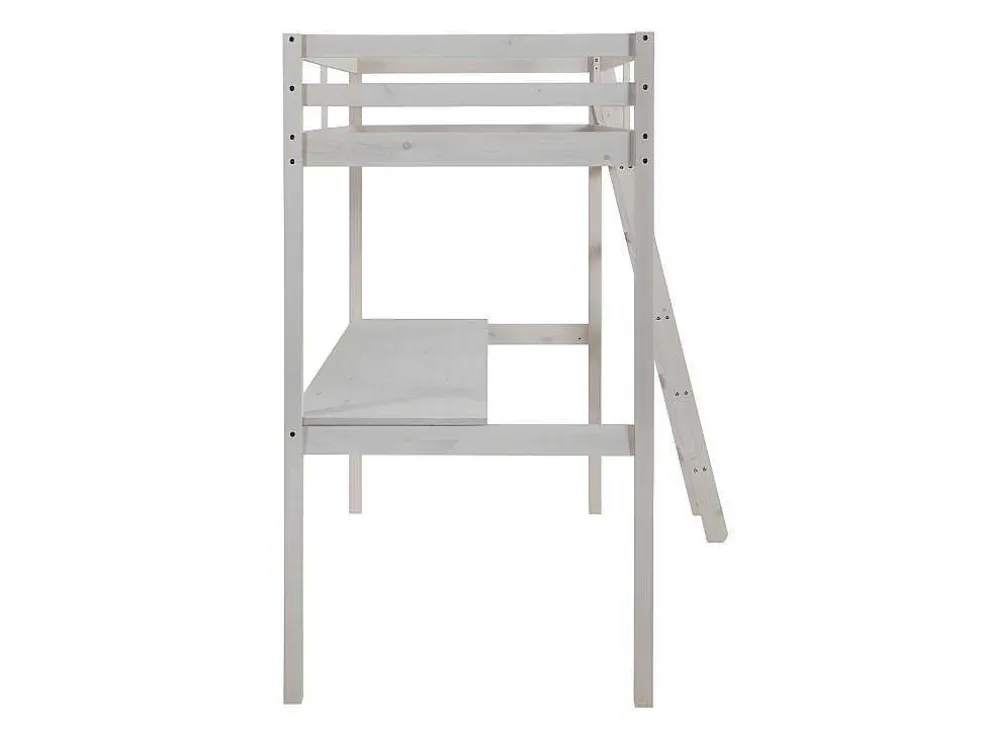 Hoogslaper Gedeon - 90 X 190 Cm - Met Bureau - Massief Grenen - Gebleekt