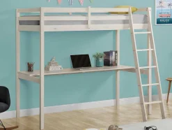 Hoogslaper Gedeon - 90 X 190 Cm - Met Bureau - Massief Grenen - Gebleekt