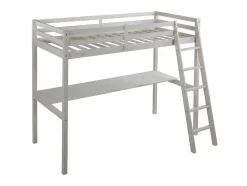 Hoogslaper Gedeon Ii - 90 X 190 Cm - Met Bureau - Massief Grenen - Gebleekt + Matras