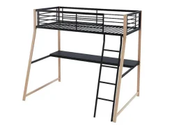 Hoogslaper Malicia - 90 X 190 Cm - Met Hoekbureau - Zwart En Eiken