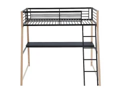 Hoogslaper Malicia - 90 X 190 Cm - Met Hoekbureau - Zwart En Eiken
