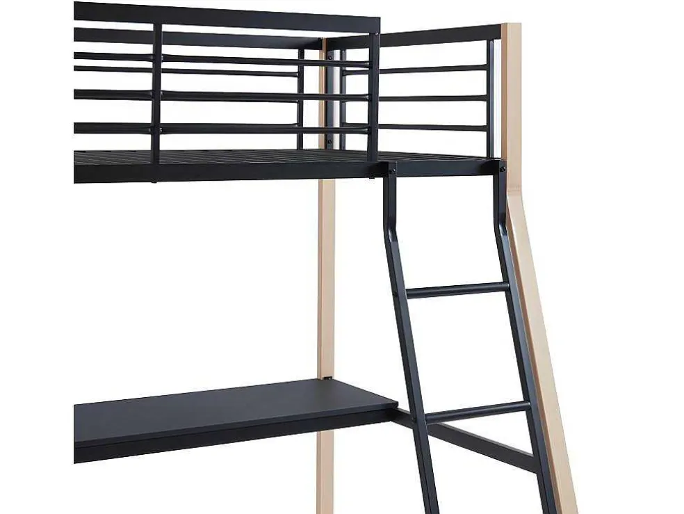 Hoogslaper Malicia - 90 X 190 Cm - Met Hoekbureau - Zwart En Eiken