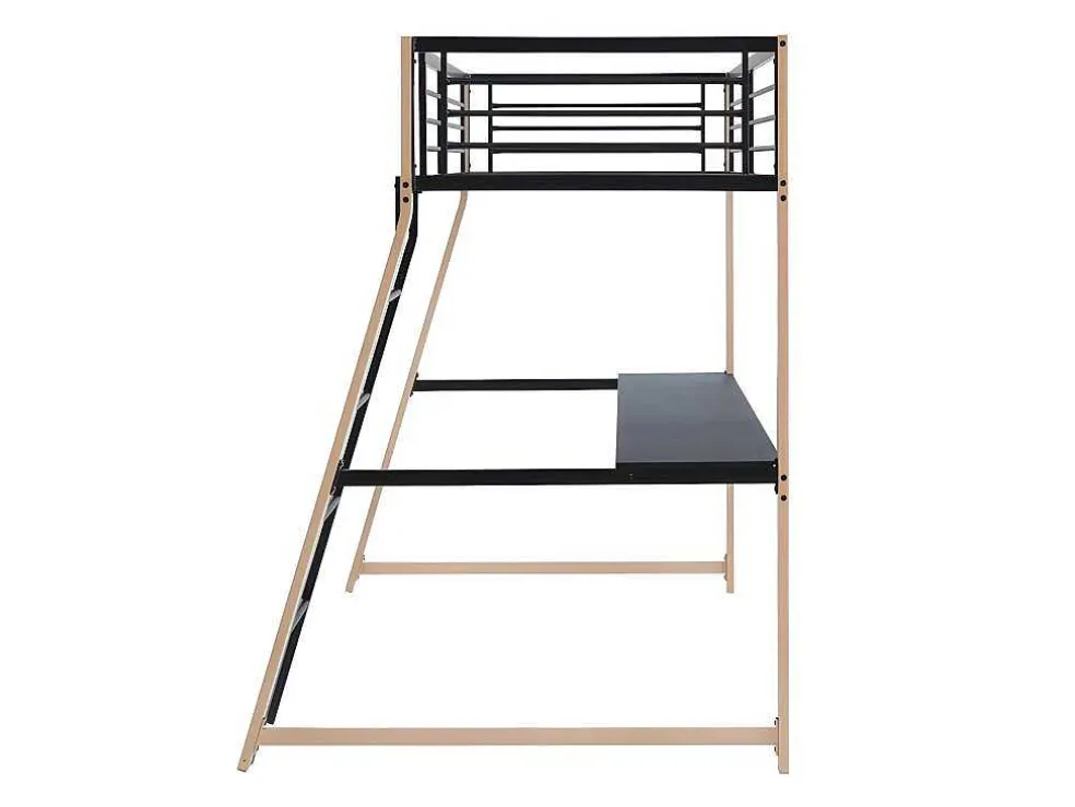 Hoogslaper Malicia - 90 X 190 Cm - Met Hoekbureau - Zwart En Eiken