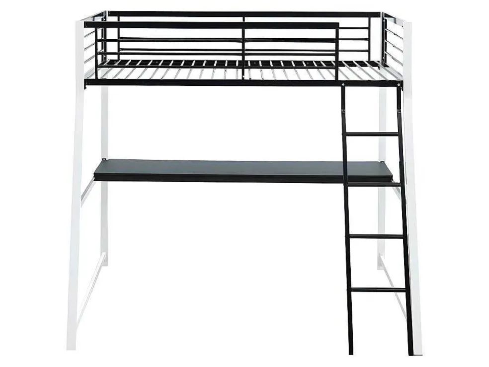 Hoogslaper Malicia - 90 X 190 Cm - Met Hoekbureau - Zwart En Wit + Matras