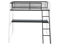 Hoogslaper Malicia - Bed 90 X 190 Cm - Ingebouwd Bureau - Zwart En Wit